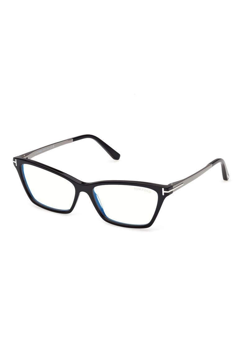 56mm Butterfly Optical Glasses, Alternate, color, SHINY BLACK / GUNMETAL