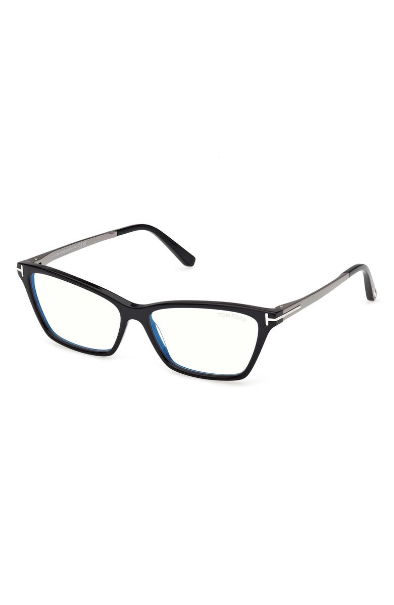 TOM FORD 56mm Butterfly Optical Glasses, Alternate, color, Shiny Black / Gunmetal