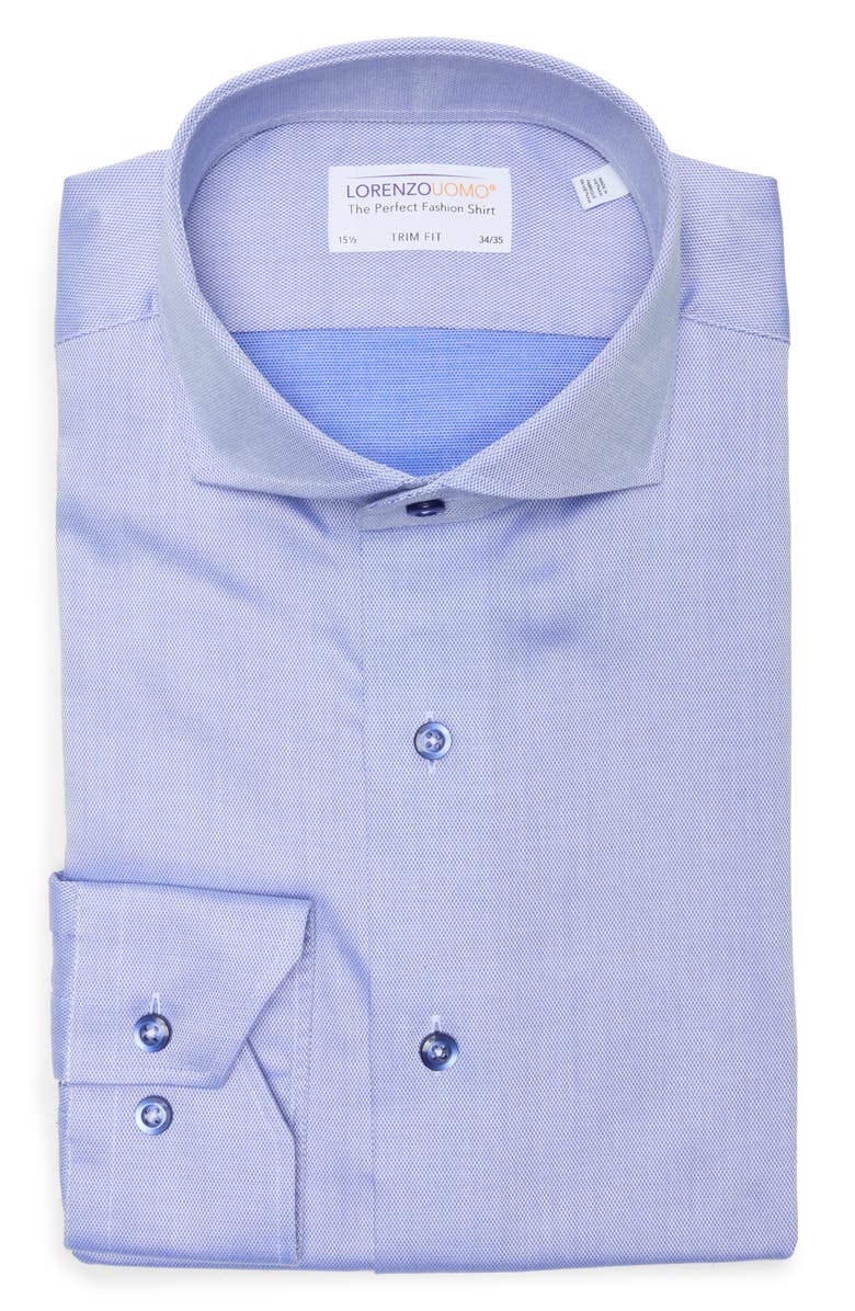 Lorenzo Uomo Trim Fit Cotton Dress Shirt, Alternate, color, Coastal Blue