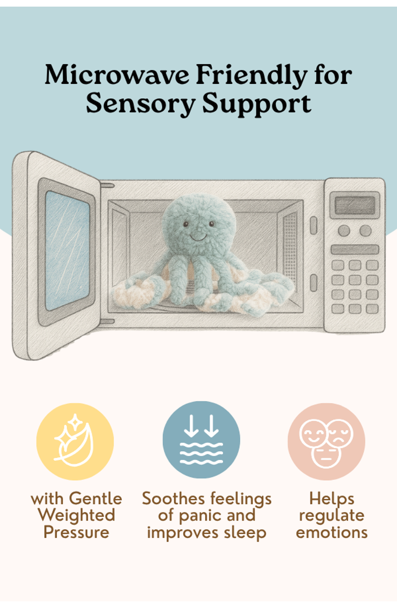 Mindful and Co Kids Microwavable and Weighted Plush Buddies, Alternate, color, Ollie The Octopus