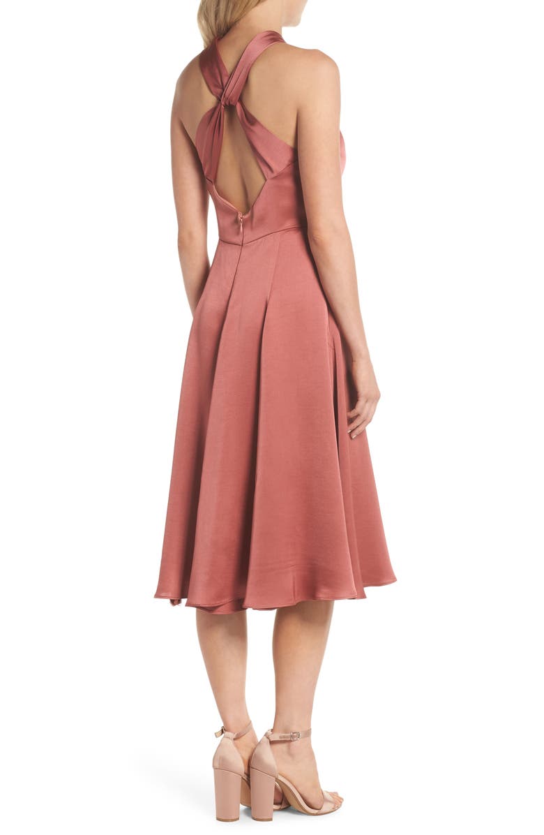 twist front halter dress Twist Front Velvet Halter Gown 4 / OCEAN main image 0