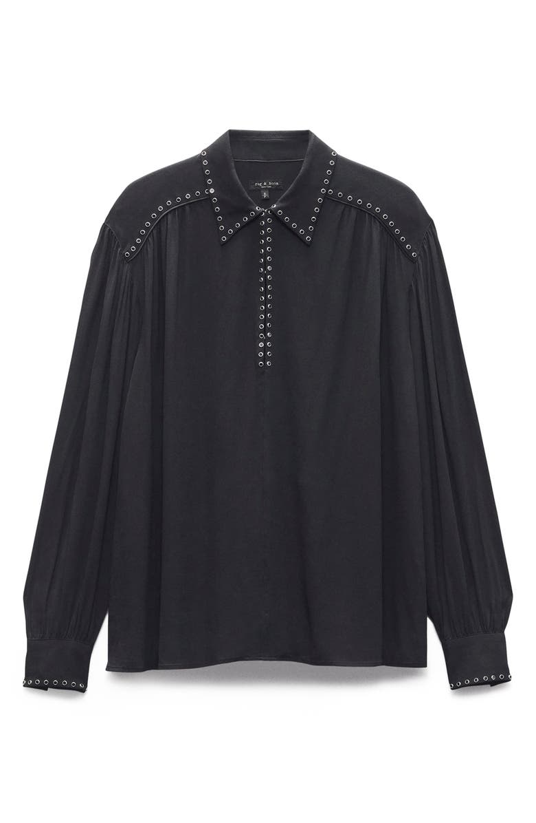rag & bone Emmy Rivet Detail Popover Top, Alternate, color, Black