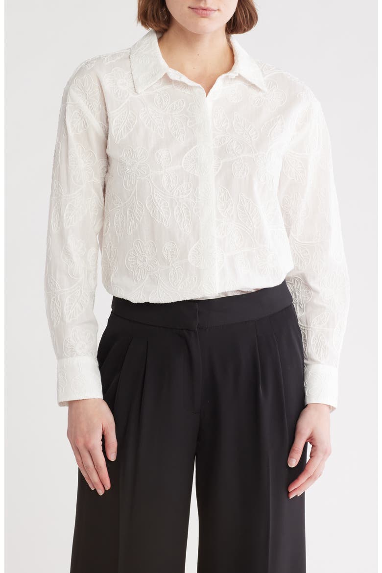 Floral Soutache Long Sleeve Button-Up Shirt, Main, color, WHITE SOUTACHE