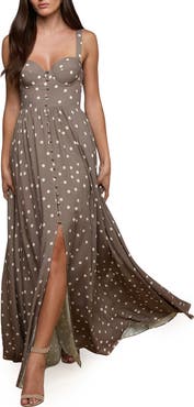 L'AGENCE Rosette Dot Sleeveless Maxi Dress