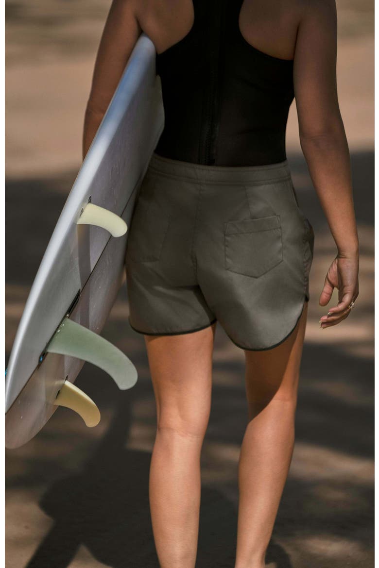 The Reversible Long Board Short, Alternate, color, Black/Khaki