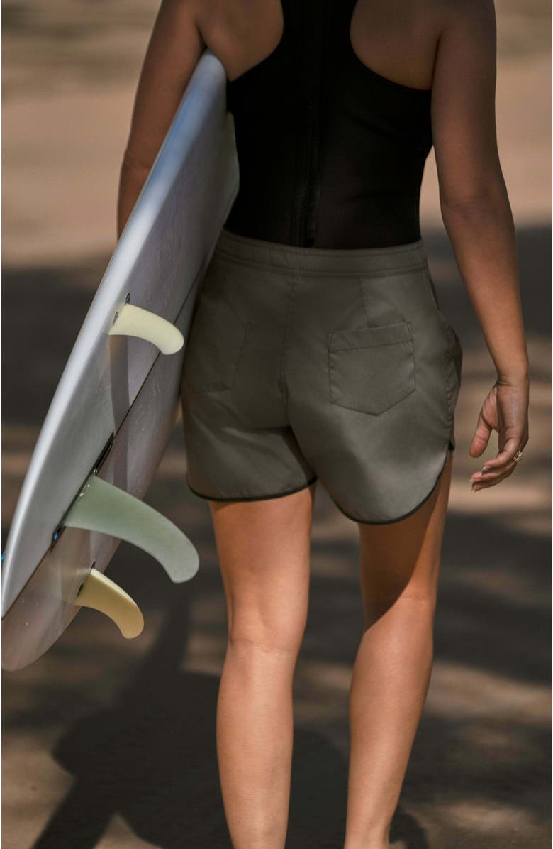 Ansea The Reversible Long Board Short, Alternate, color, Black/Khaki
