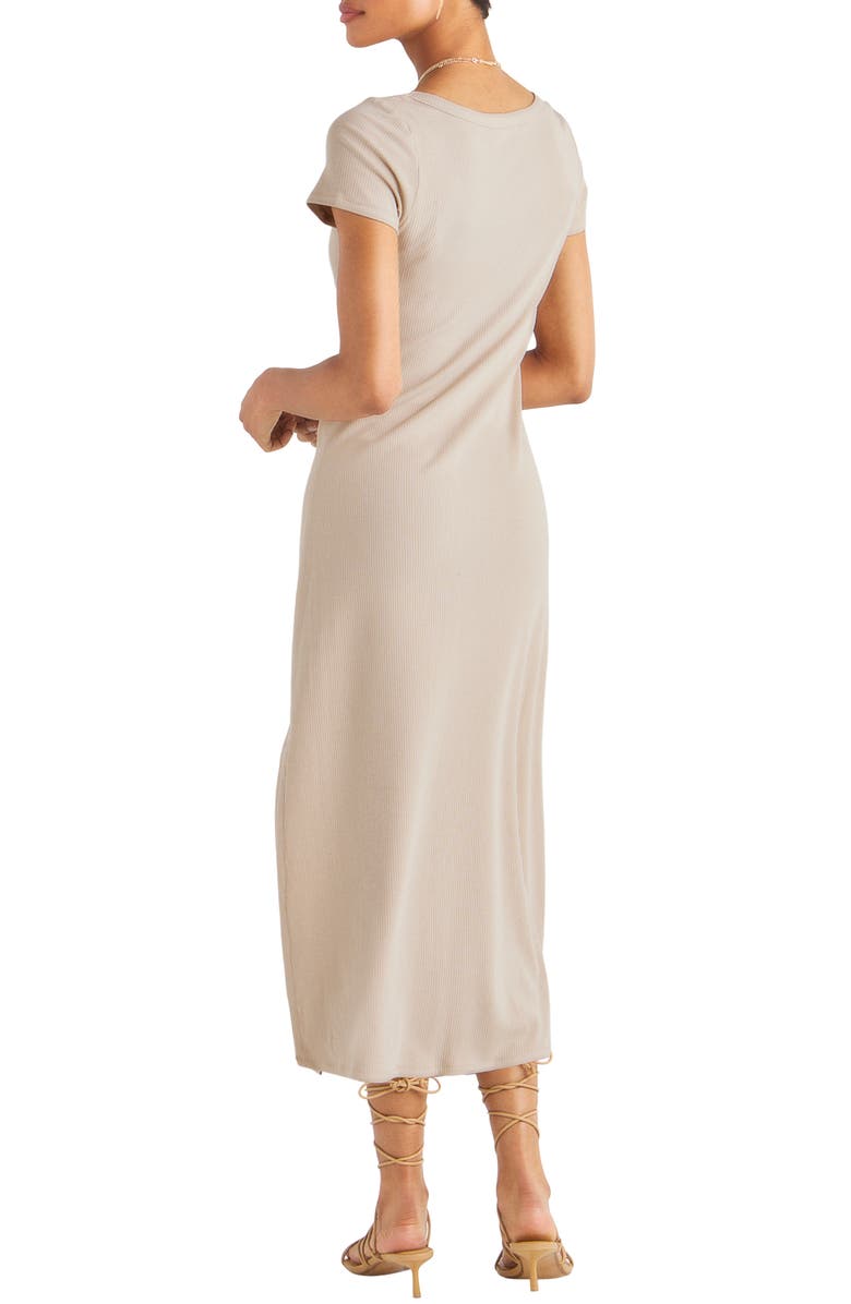 Splendid Iva Rib Midi Dress, Alternate, color, Fawn