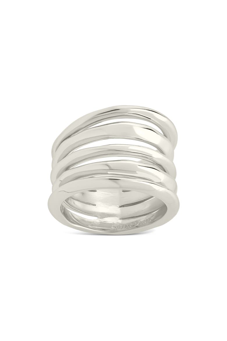 Faye Textured Layered Band Ring, Main, color, SILVER