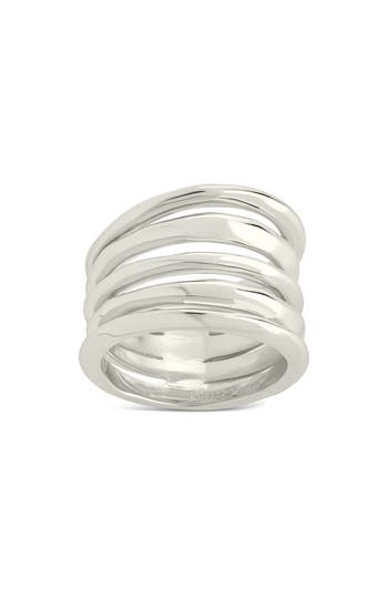 Sterling Forever Faye Textured Layered Band Ring In Silver