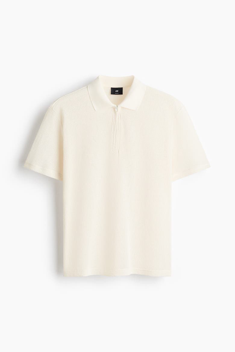 Regular Fit Hole-knit Polo Shirt, Alternate, color, Cream