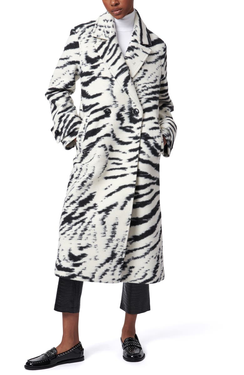 Bernardo Bengal Tiger Stripe Double-Breasted Coat, Alternate, color, 