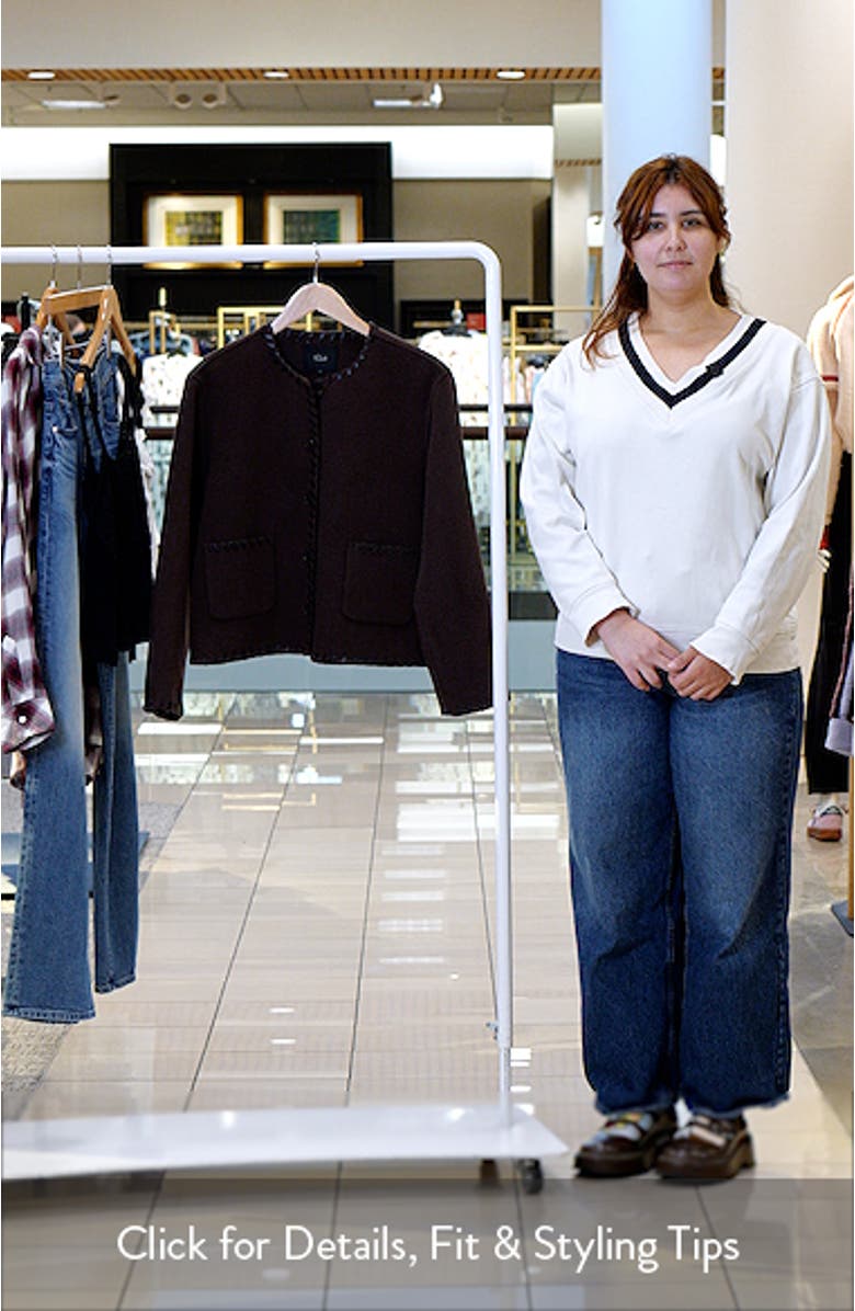 Melanie Leather Whipstitch Wool Blend Jacket, sales video thumbnail