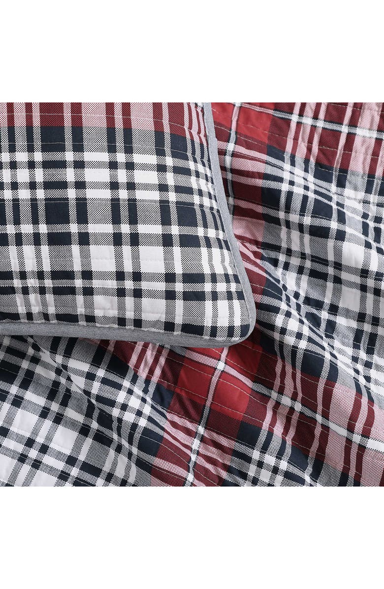 Tommy Hilfiger Collegiate Tartan Plaid Cotton Quilt & Shams Set, Alternate, color, White/ Medium Red/ Navy Blue