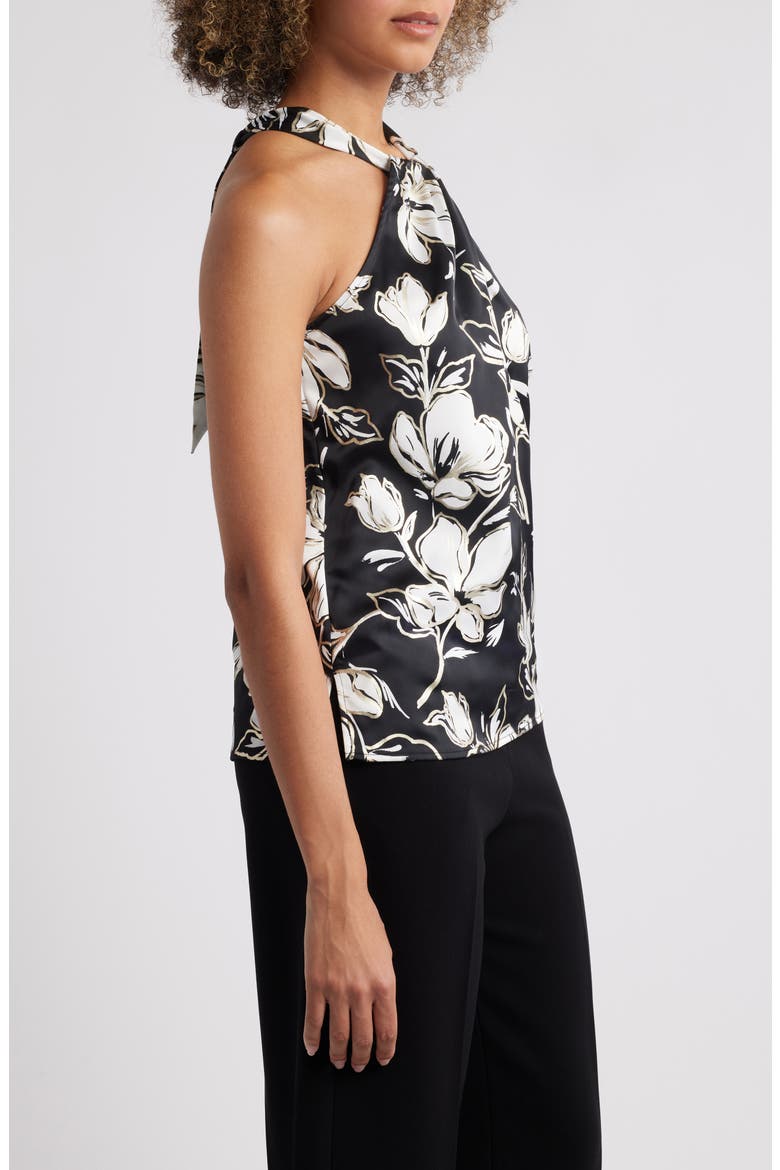 Noche Mar Satin Halter Top, Alternate, color, BLACK