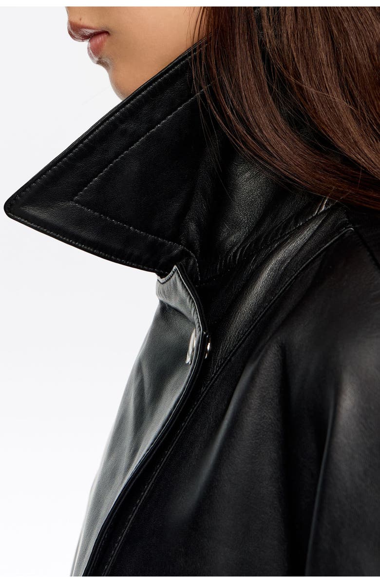 Bimba y Lola Leather Double-Breasted Vest, Alternate, color, Black