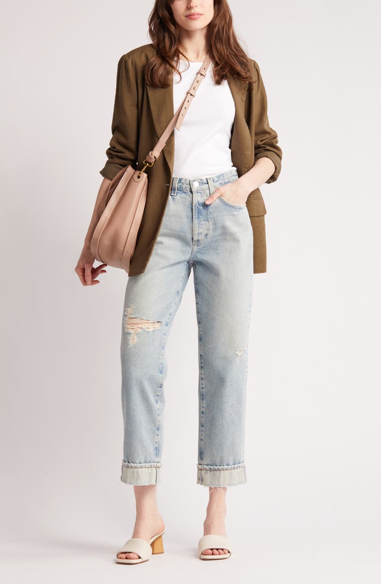 AG Alexxis High Waist Ankle Straight Leg Jeans, Main, color, 21 Years Road Trip Destructed