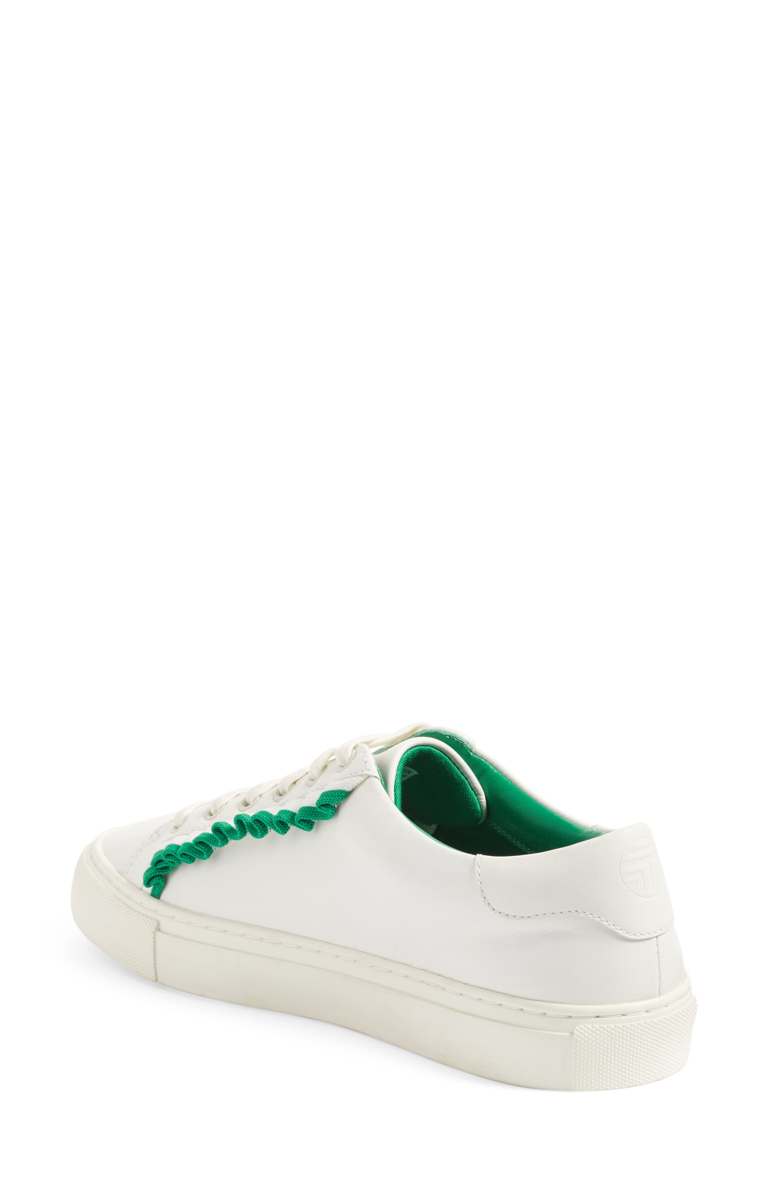 Tory Sport Ruffle Sneaker, Alternate, color, SNOW WHITE/ VINEYARD