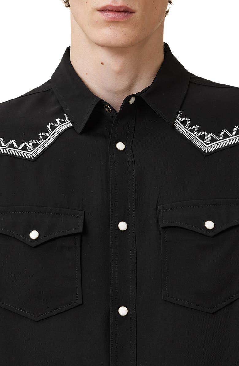 AllSaints Dallin Embroidered Snap-Up Western Shirt, Alternate, color, 