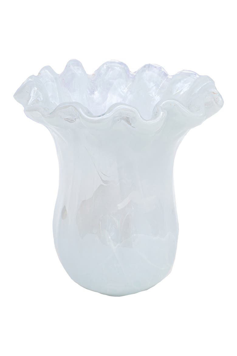 Onda White Glass Small Tulip Vase, Main, color, WHITE
