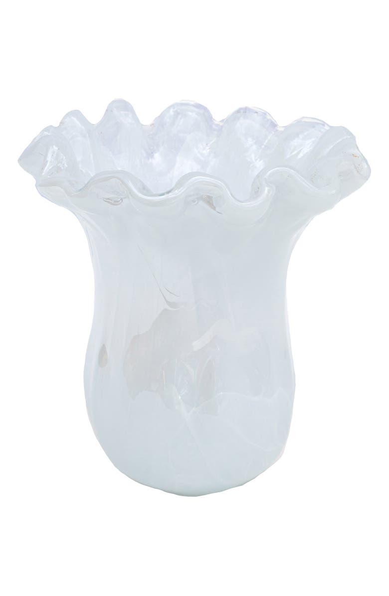 VIETRI Onda White Glass Small Tulip Vase, Main, color, White