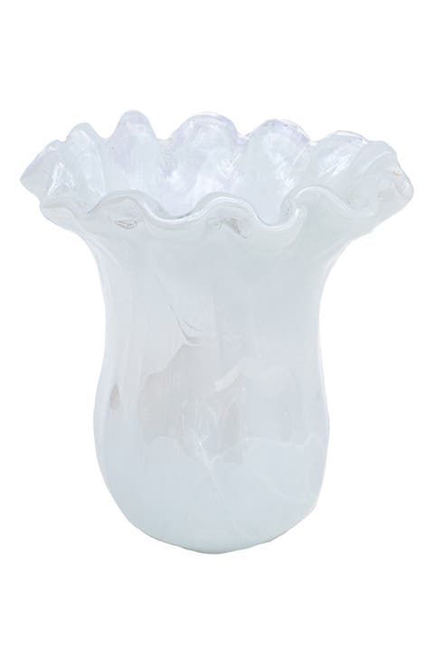 Onda White Glass Small Tulip Vase