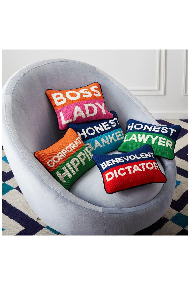 Honest Lawyer Needlepoint Pillow, Alternate, color, Blue/Green
