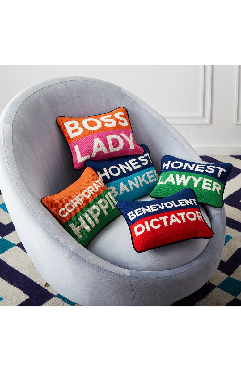 Jonathan Adler Honest Lawyer Needlepoint Pillow, Alternate, color, 