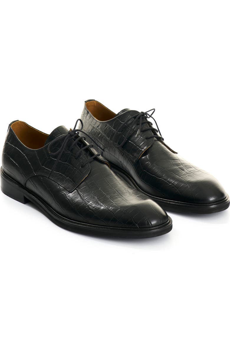 Velez Croco Embossed Leather Lace Up Shoes, Alternate, color, Black