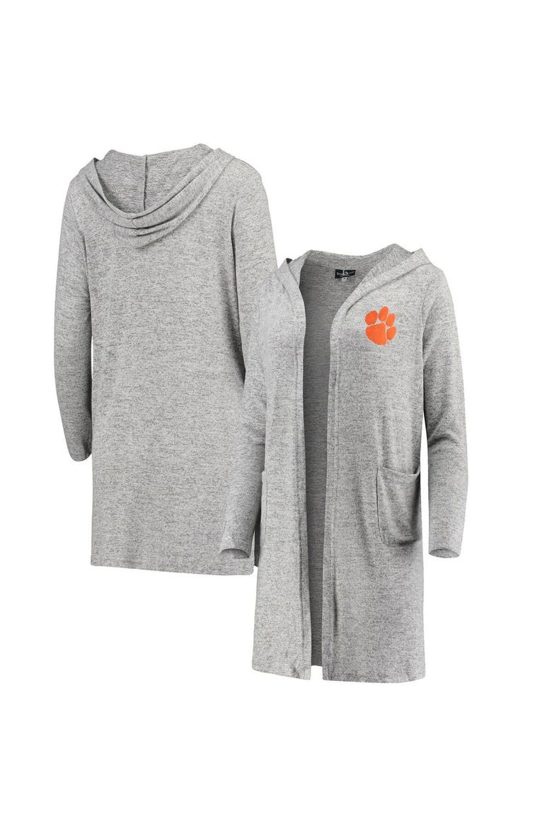 Women's Heathered Gray Clemson Tigers Cuddle Soft Duster Cardigan, Main, color, Heather Gray
