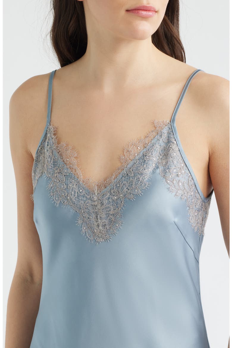 Cassias Lace Detail Sleeveless Satin Gown, Alternate, color, ICE BLUE