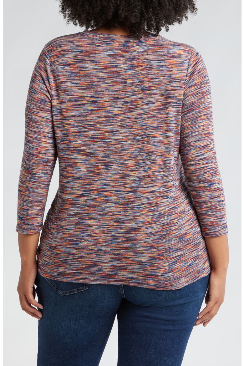 Space Dye Three-Quarter Sleeve Top, Alternate, color, CARNELIAN MULTI