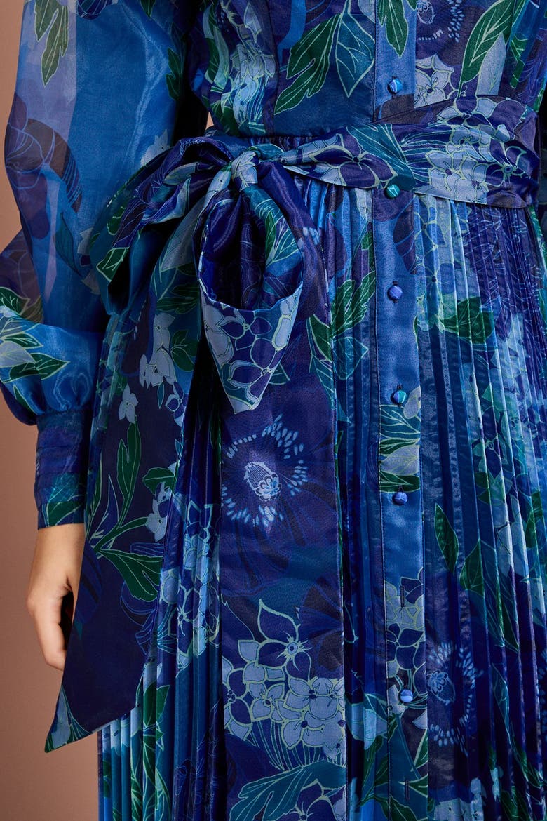 Floral Organza Shirt Dress, Alternate, color, Blue