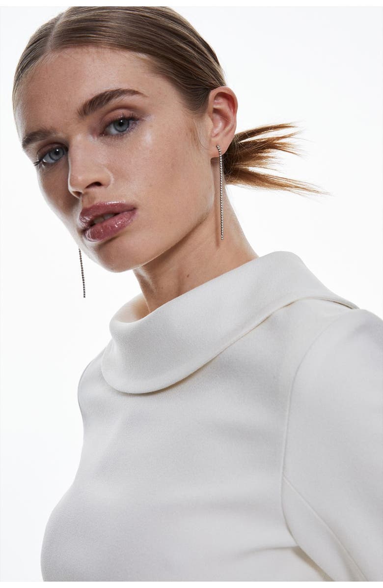 Karen Millen Crepe Roll Neck Pencil Midi Dress, Alternate, color, Ivory