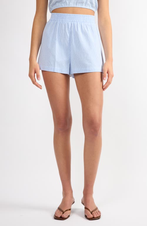 Viens Avec Moi Everyday Stripe Cotton Shorts In Blue