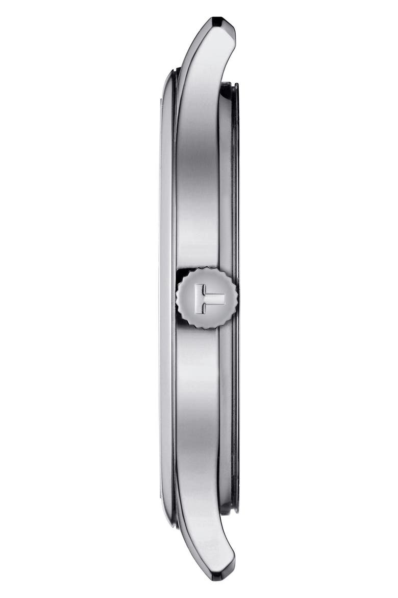 Tradition Swiss Quartz Croc Embossed Leather Strap Watch, 31mm, Alternate, color, SILVER