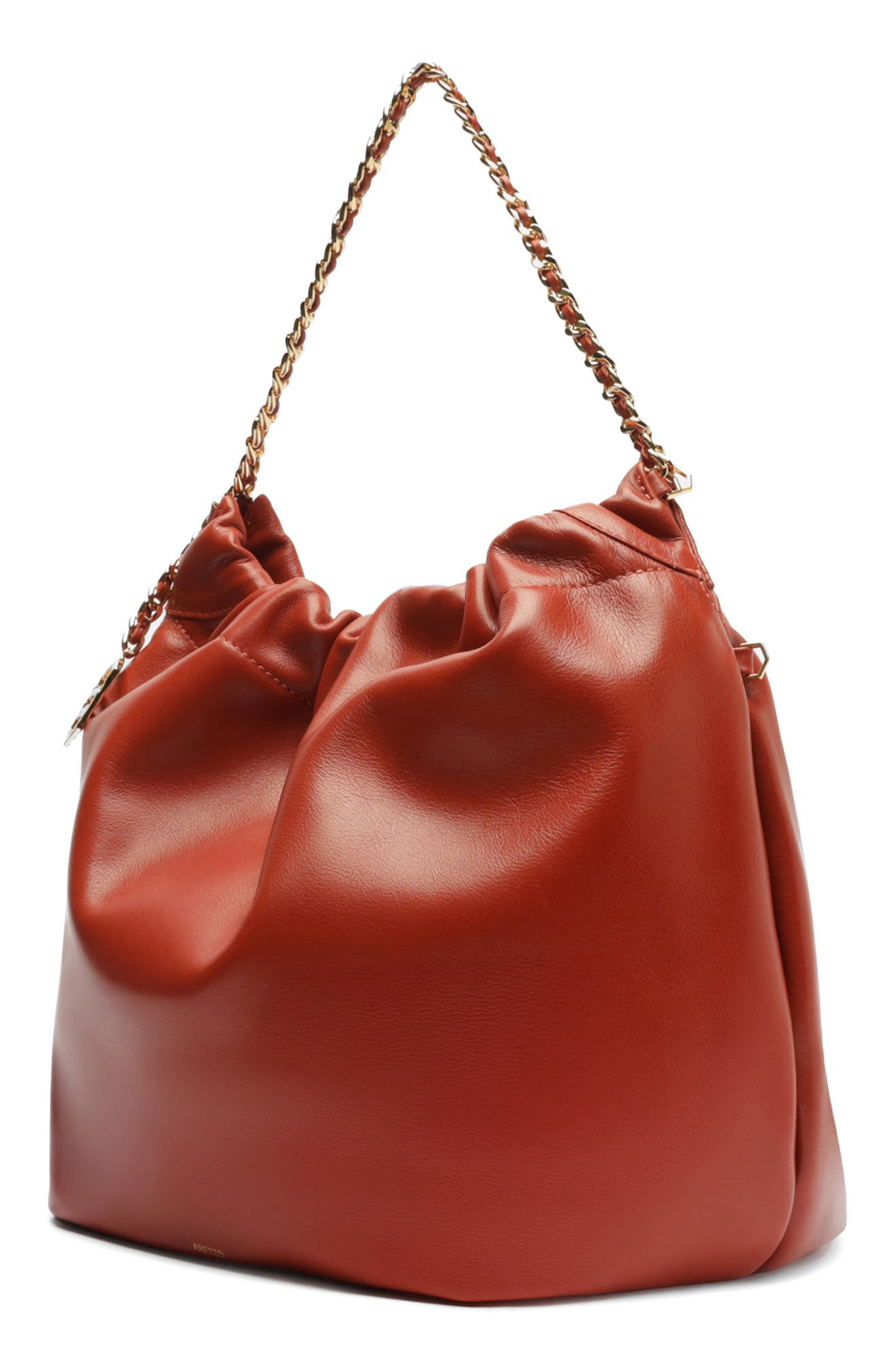 Medium Elizabeth Leather Bucket Bag, Alternate, color, ORANGE RED