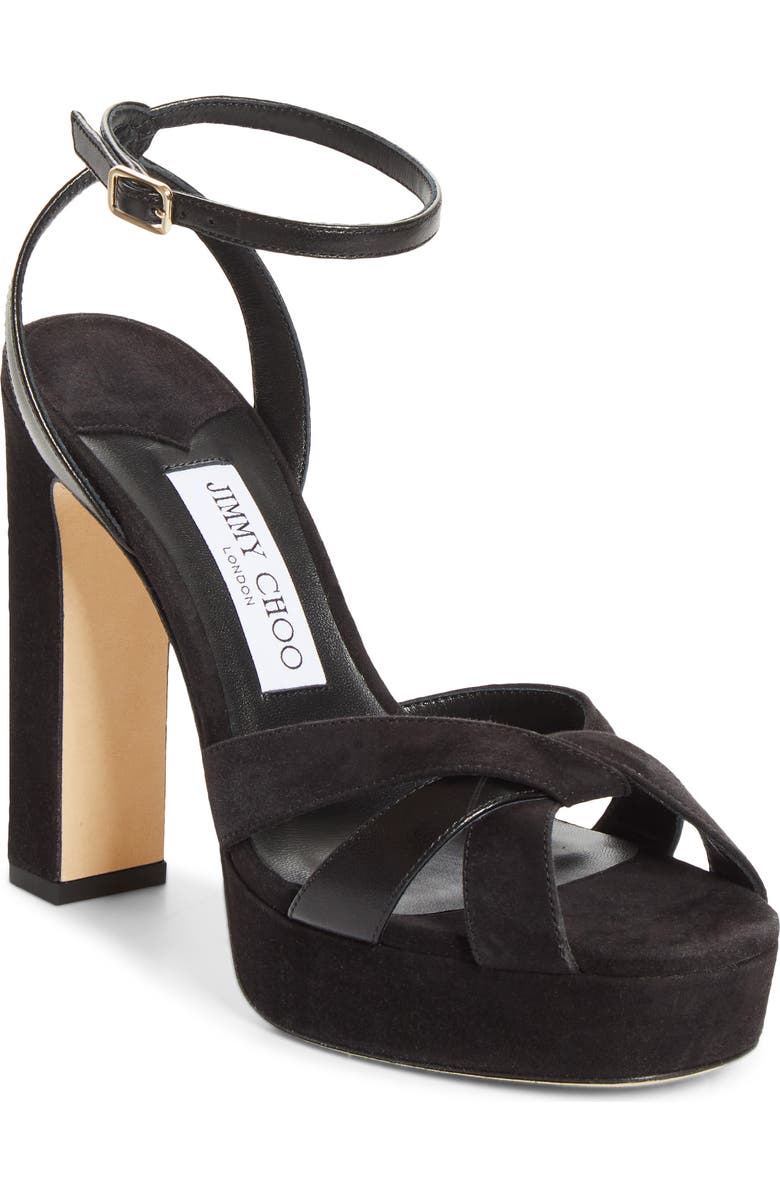 Jimmy Choo Kove Ankle Strap Platform Sandal, Main, color, Black/ Black