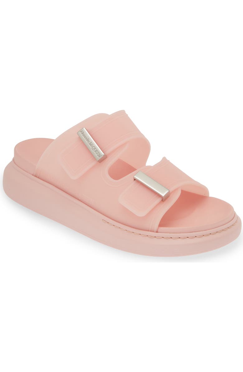 McQueen Oversize Slide Sandal, Main, color, Pink/ Silver