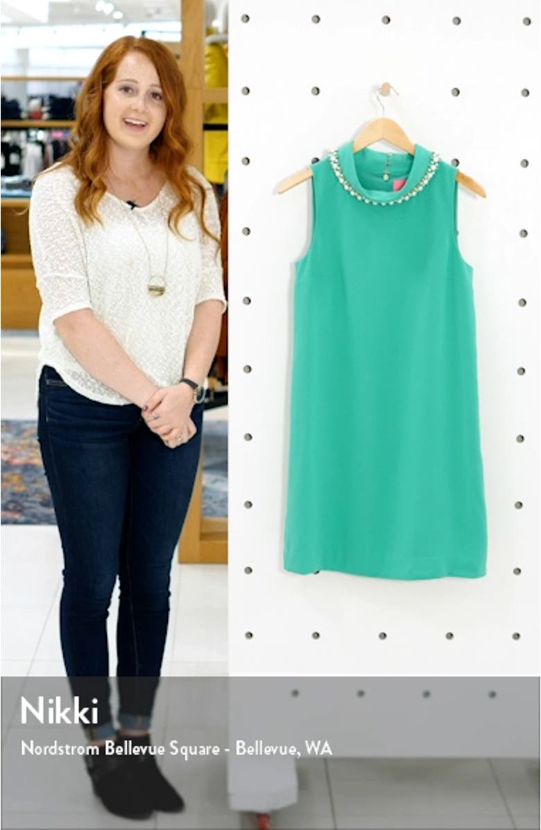 Portia Embellished Mock Neck Shift Dress, sales video thumbnail