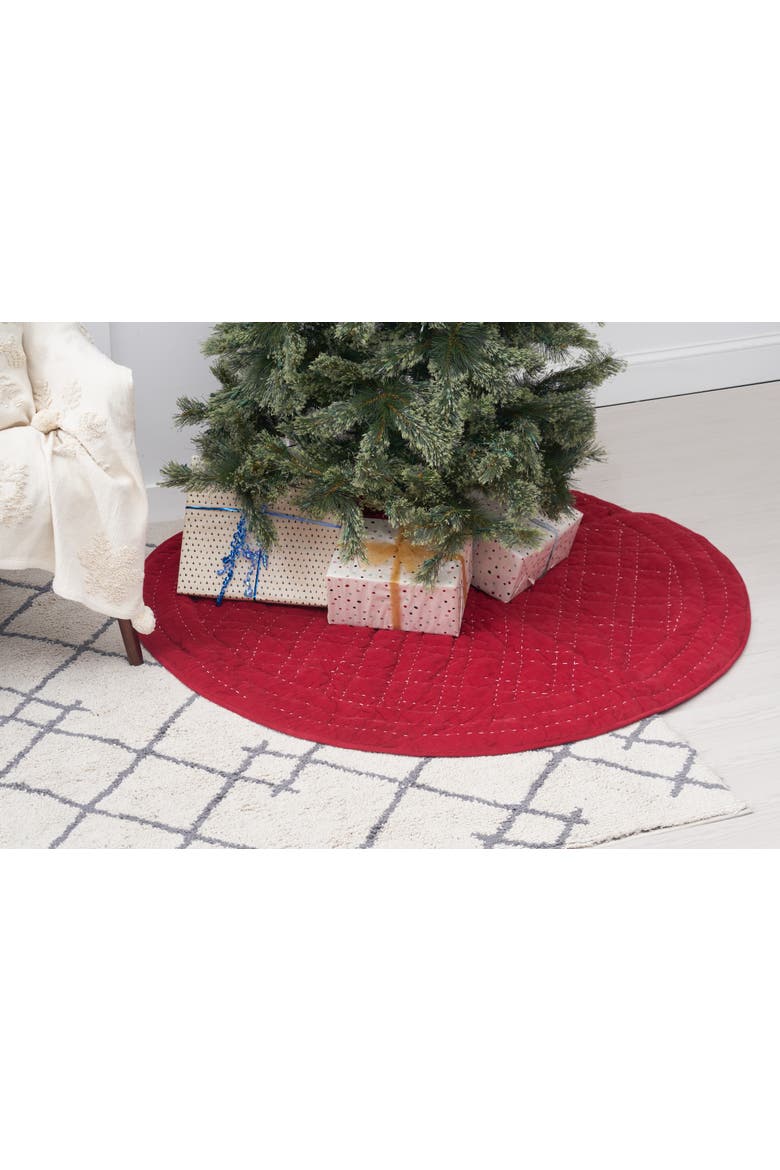 Elliot Ruby Quilted 100% Cotton Christmas Tree Skirt 54", Alternate, color, Red