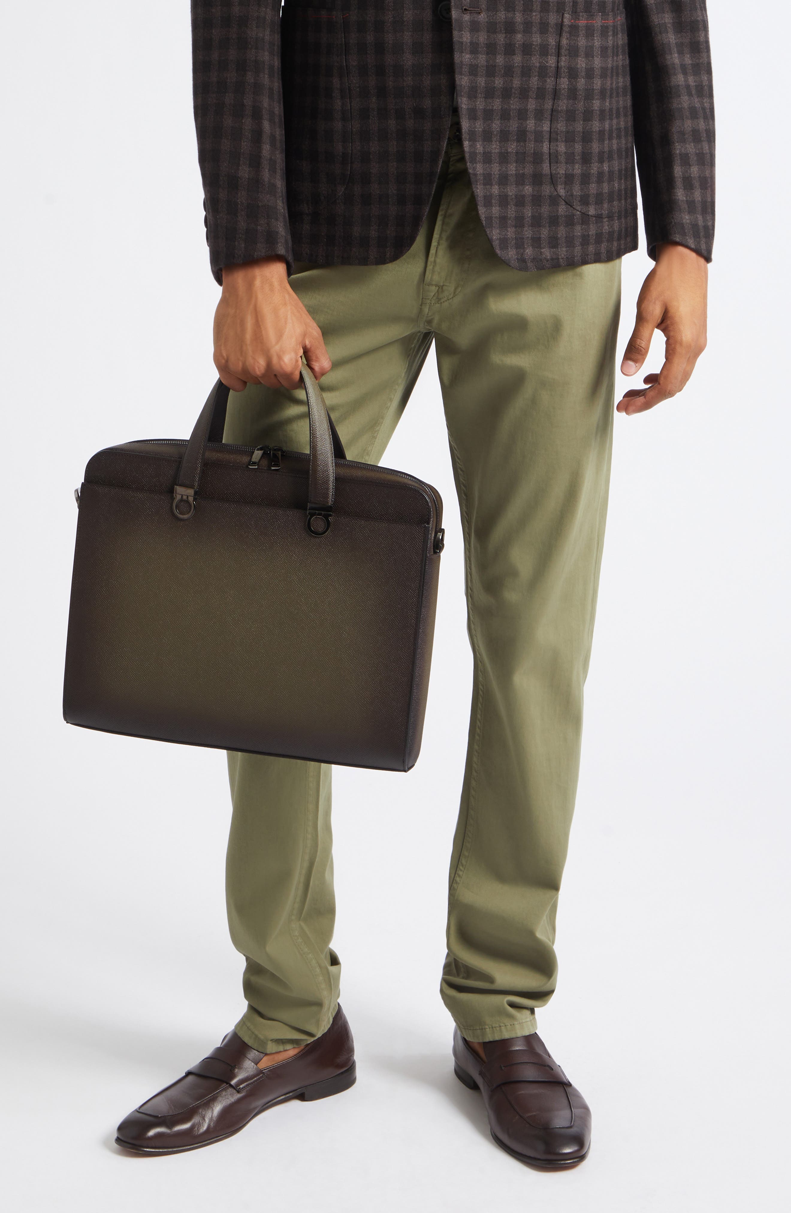 Trading Leather Briefcase, Alternate, color, SPRUZZATURA TESTA DI MORO