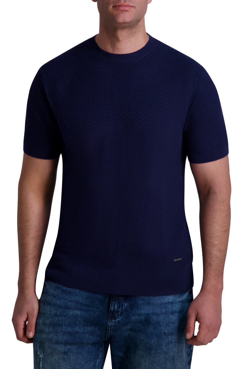 KARL LAGERFELD PARIS Cotton Crewneck T-Shirt, Main, color, Navy