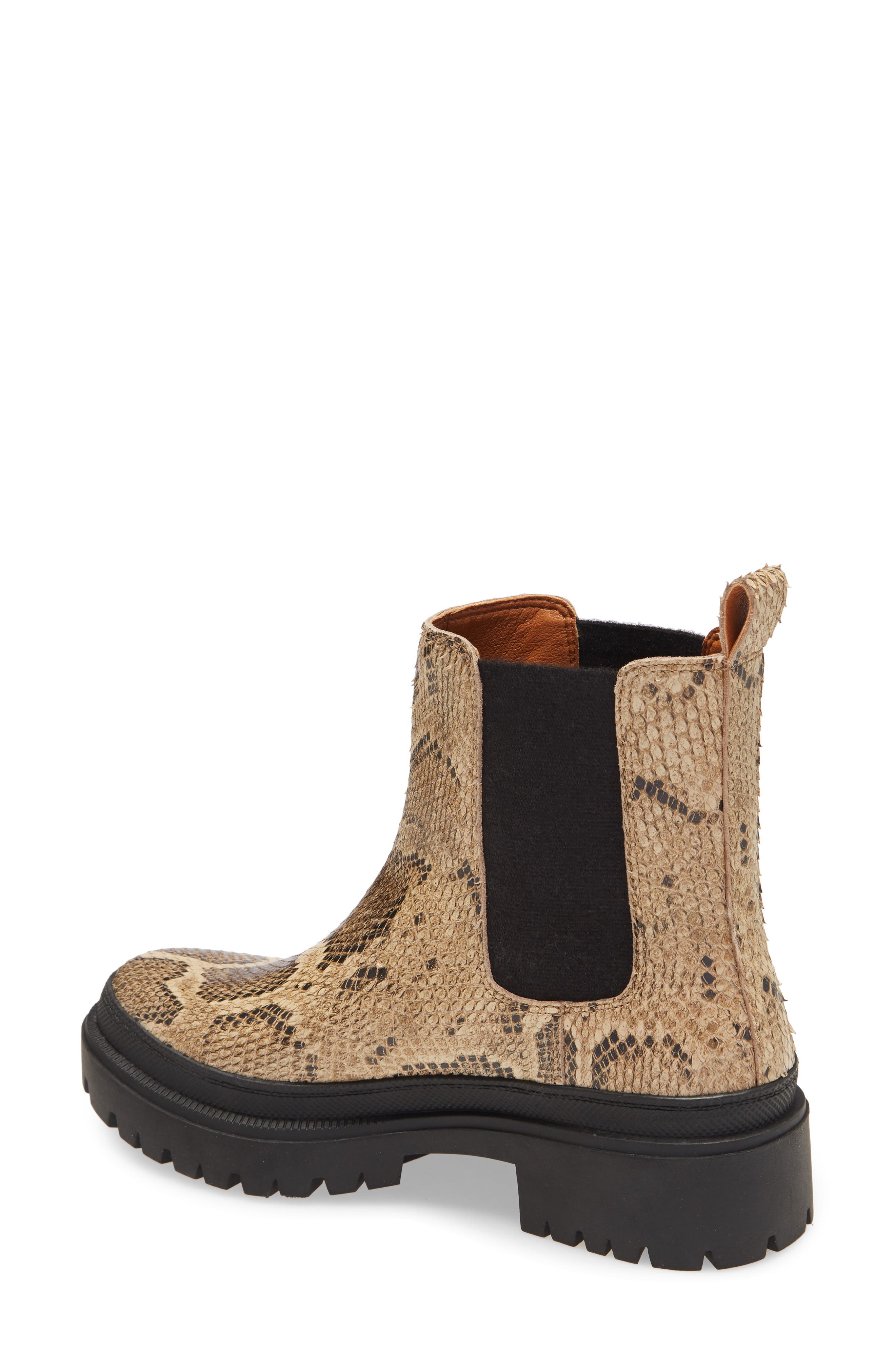 Ellerey Lug Leather Bootie, Alternate, color, NATURAL/ BLACK SNAKE PRINT