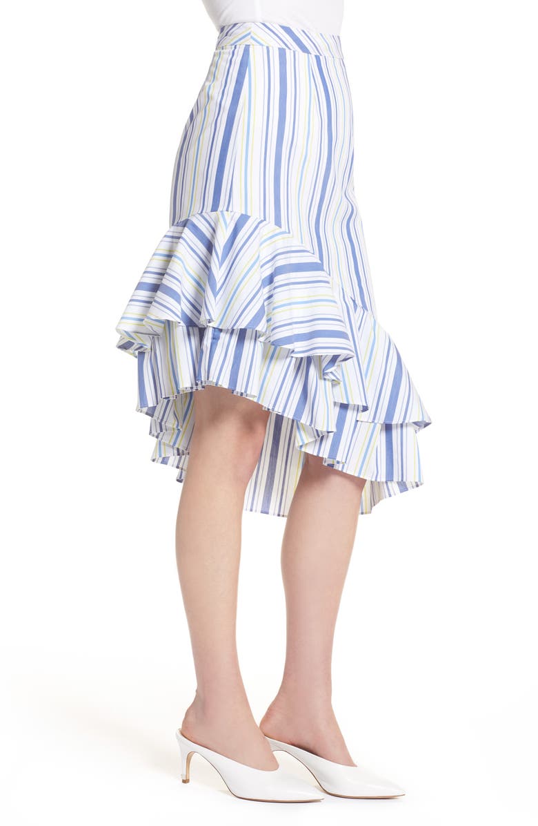 Halogen<sup>®</sup> Ruffle Hem Stripe Skirt, Alternate, color,