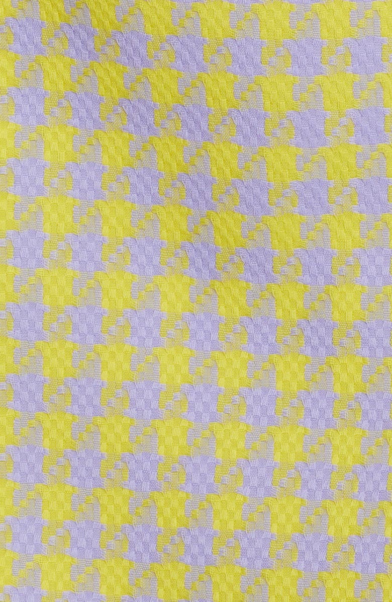 Versace Houndstooth Wool Tweed Faux Wrap Miniskirt, Alternate, color, 