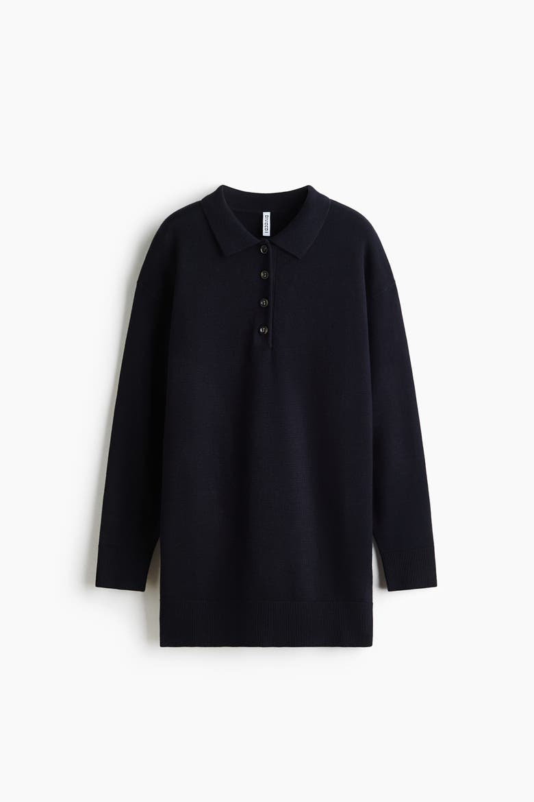 Knit Polo Dress, Alternate, color, Navy blue