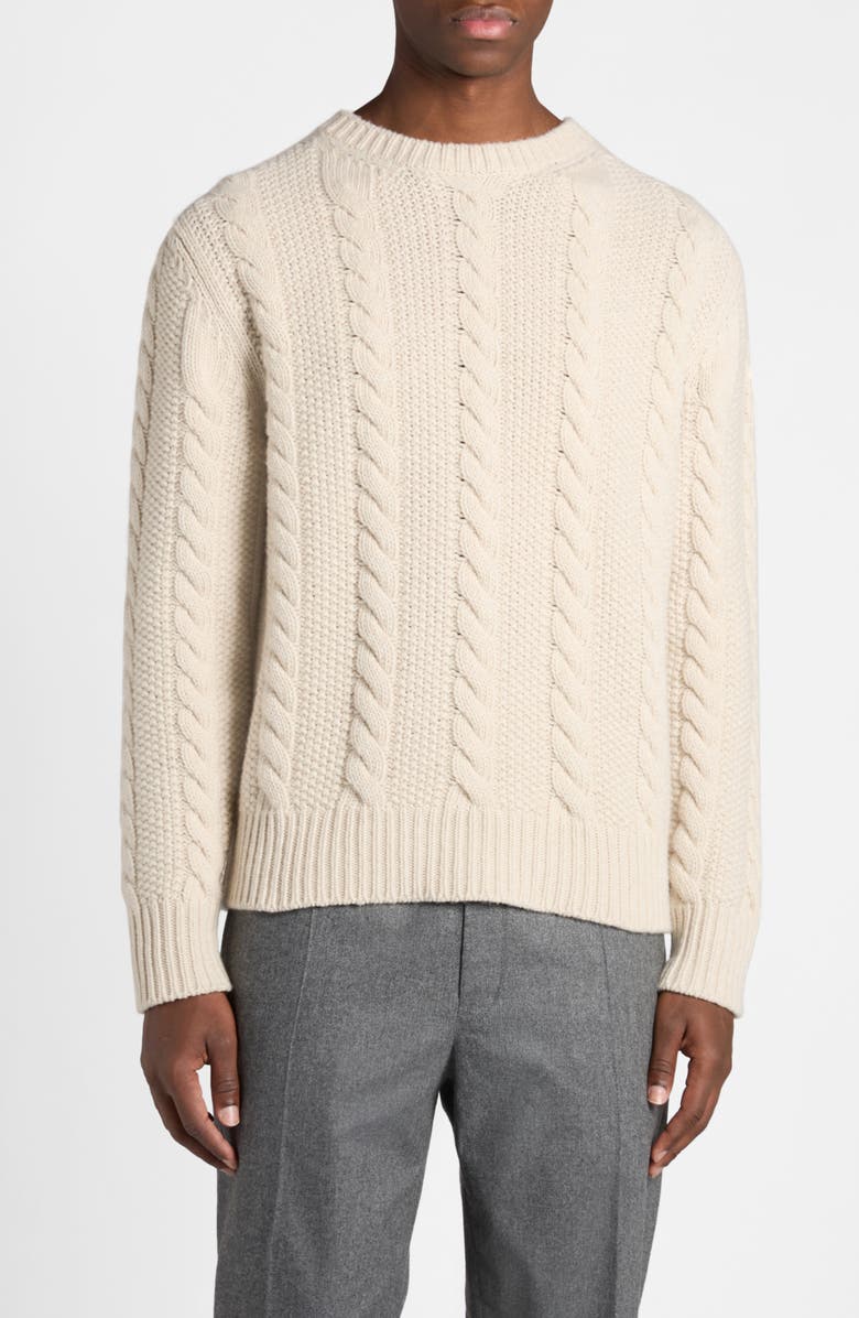 Moncler Virgin Wool & Cashmere Cable Knit Sweater, Main, color, 