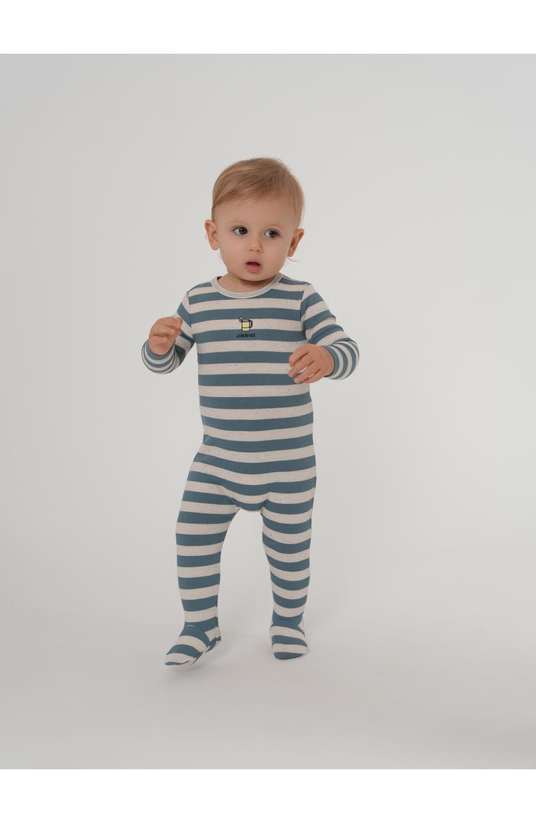 Whipped Cocoa Striped Ribbed Footed Romper, Alternate, color, Sage