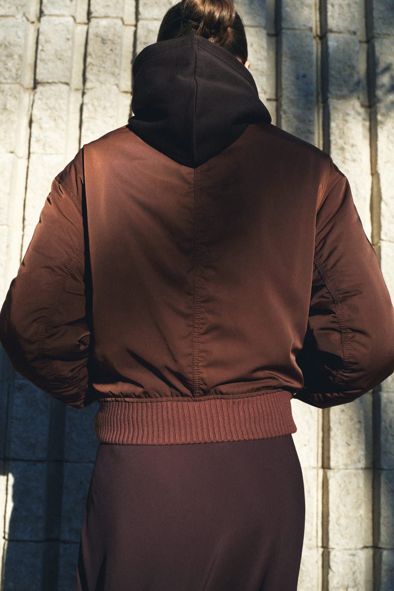 Padded Bomber Jacket, Alternate, color, Dark brown