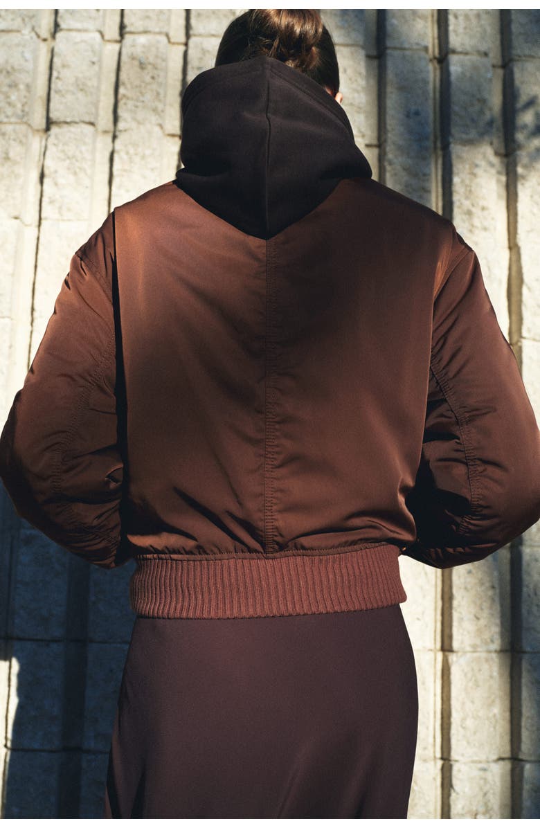 H&M Padded Bomber Jacket, Alternate, color, Dark Brown